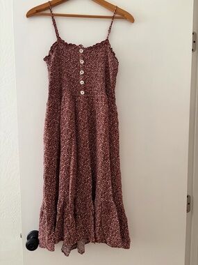 Floral Midi Dress in Burgundy